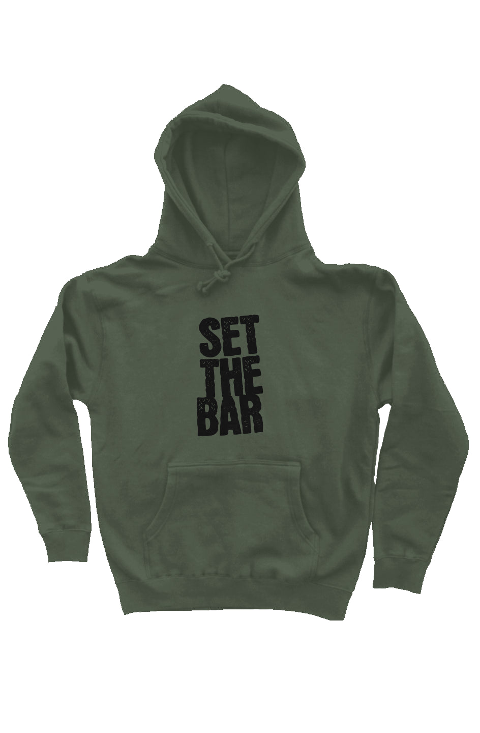 Set The Bar Hoodie (Black Stacked Logo Pullover Hoodie) Army