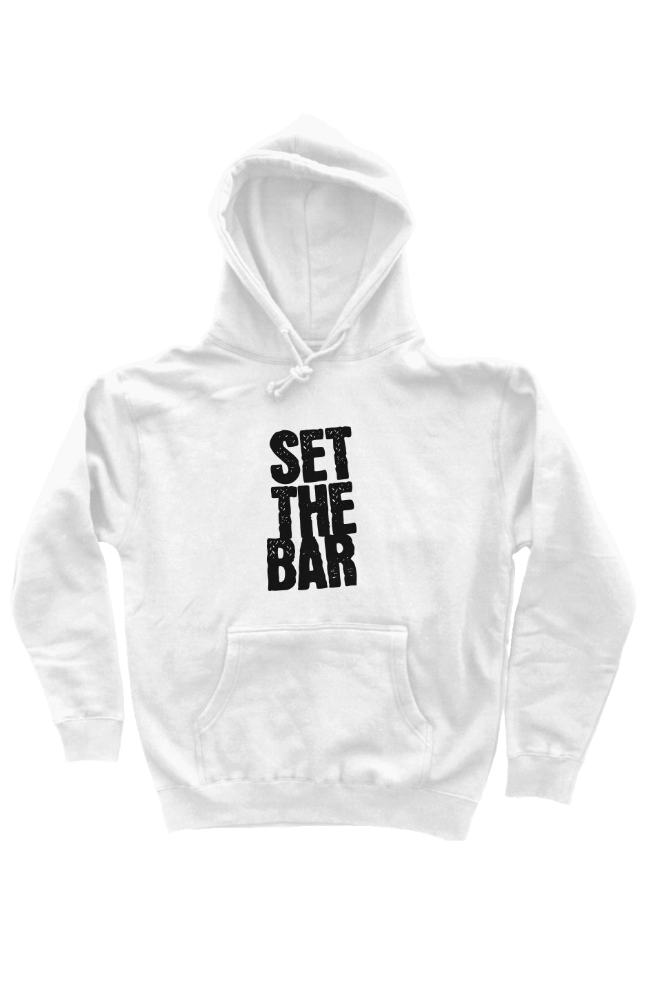 Set The Bar Hoodie (Black Stacked Logo Pullover Hoodie) White