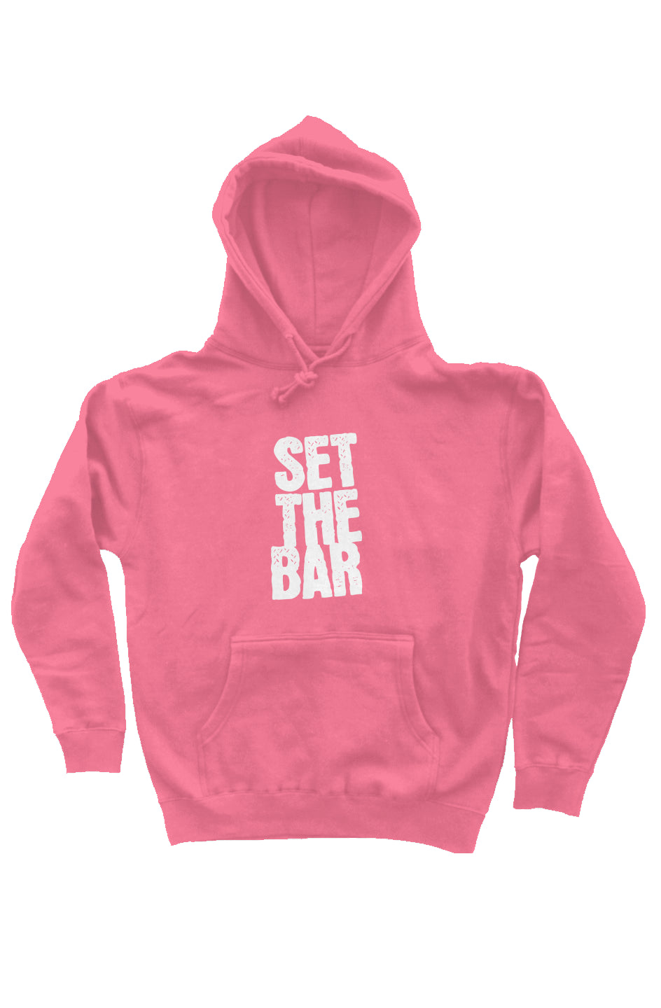 Set The Bar Hoodie (White Stacked Logo Pullover Hoodie) Neon Pink