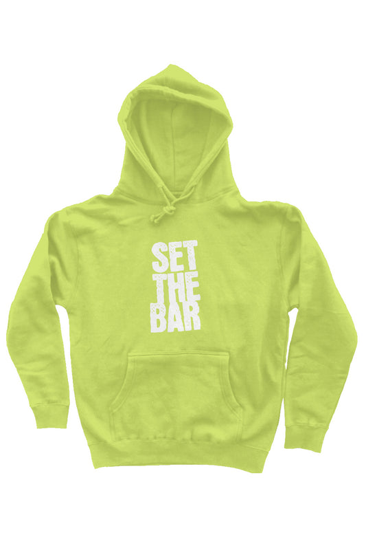 Set The Bar Hoodie (White Stacked Logo Pullover Hoodie) Neon