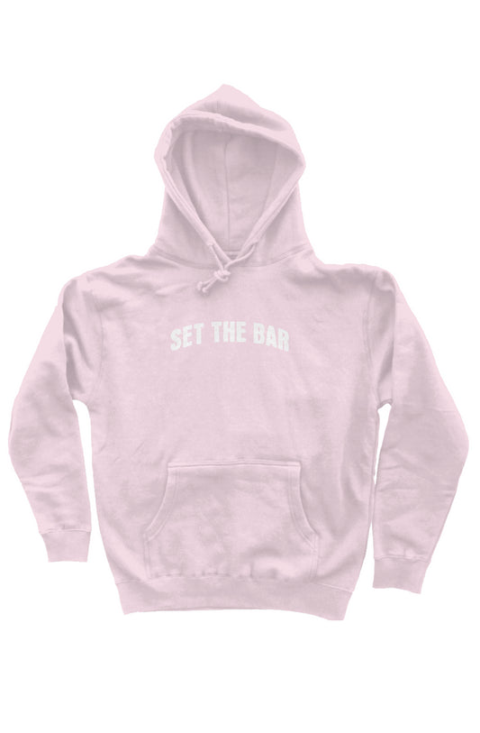 Set The Bar Hoodie (White Arch Logo Pullover Hoodie) Light Pink