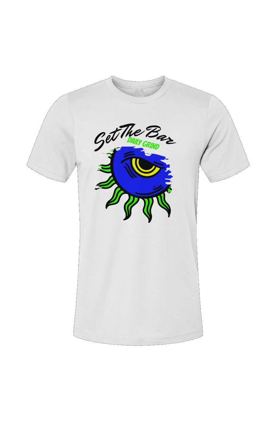 Set The Bar T shirt (Wake up Daily Grind) White and Blue