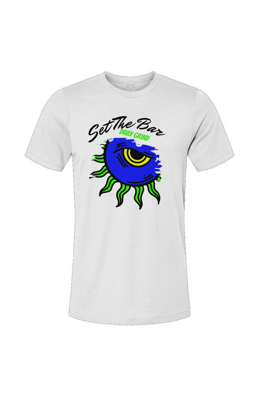 Set The Bar T shirt (Wake up Daily Grind) White and Blue