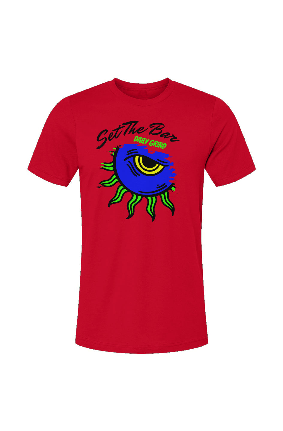 Set The Bar T shirt (Wake up Daily Grind) Red and Blue