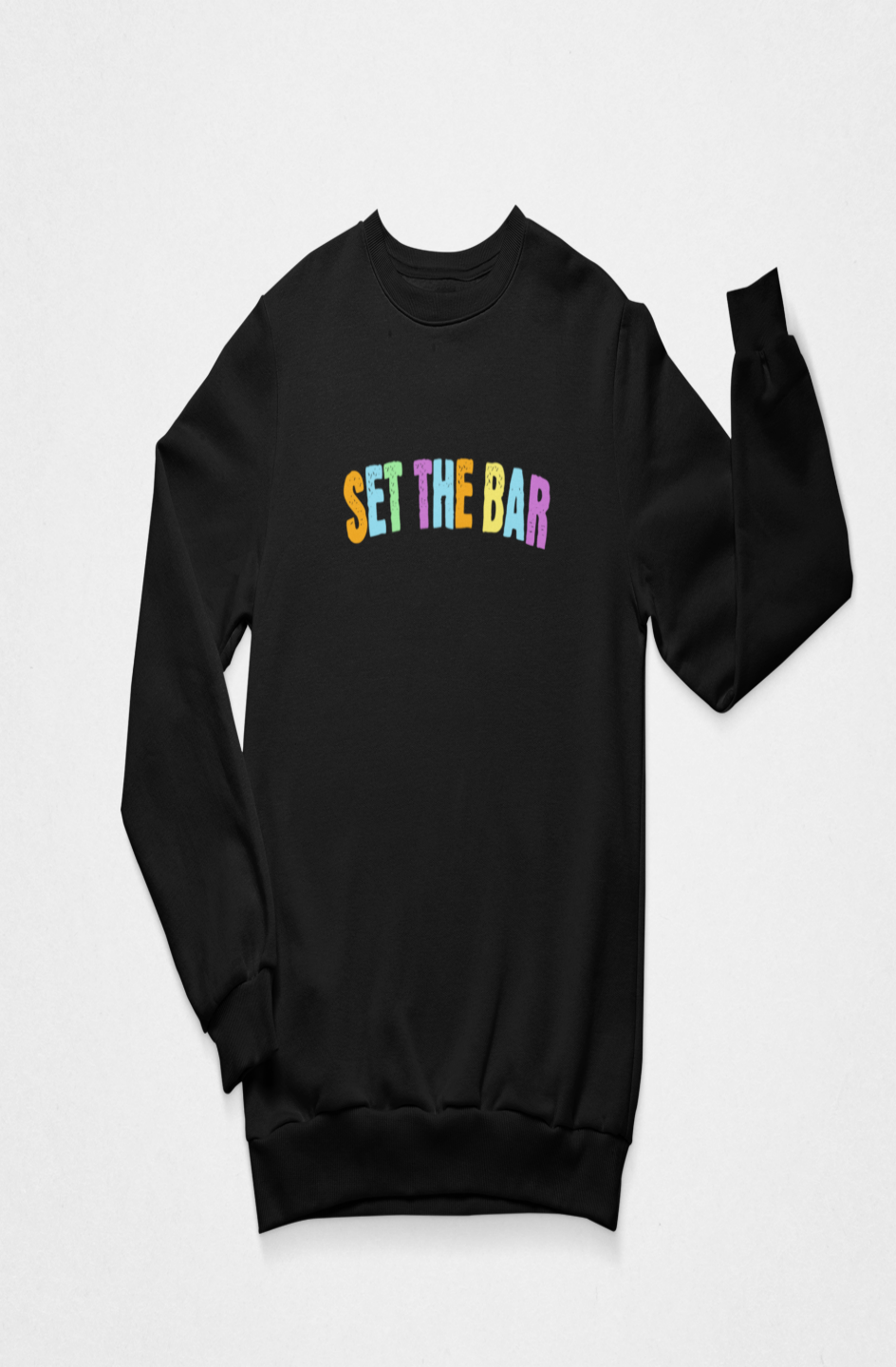 Set The Bar Sweatshirt (Pastel multi color Arch Logo) Black